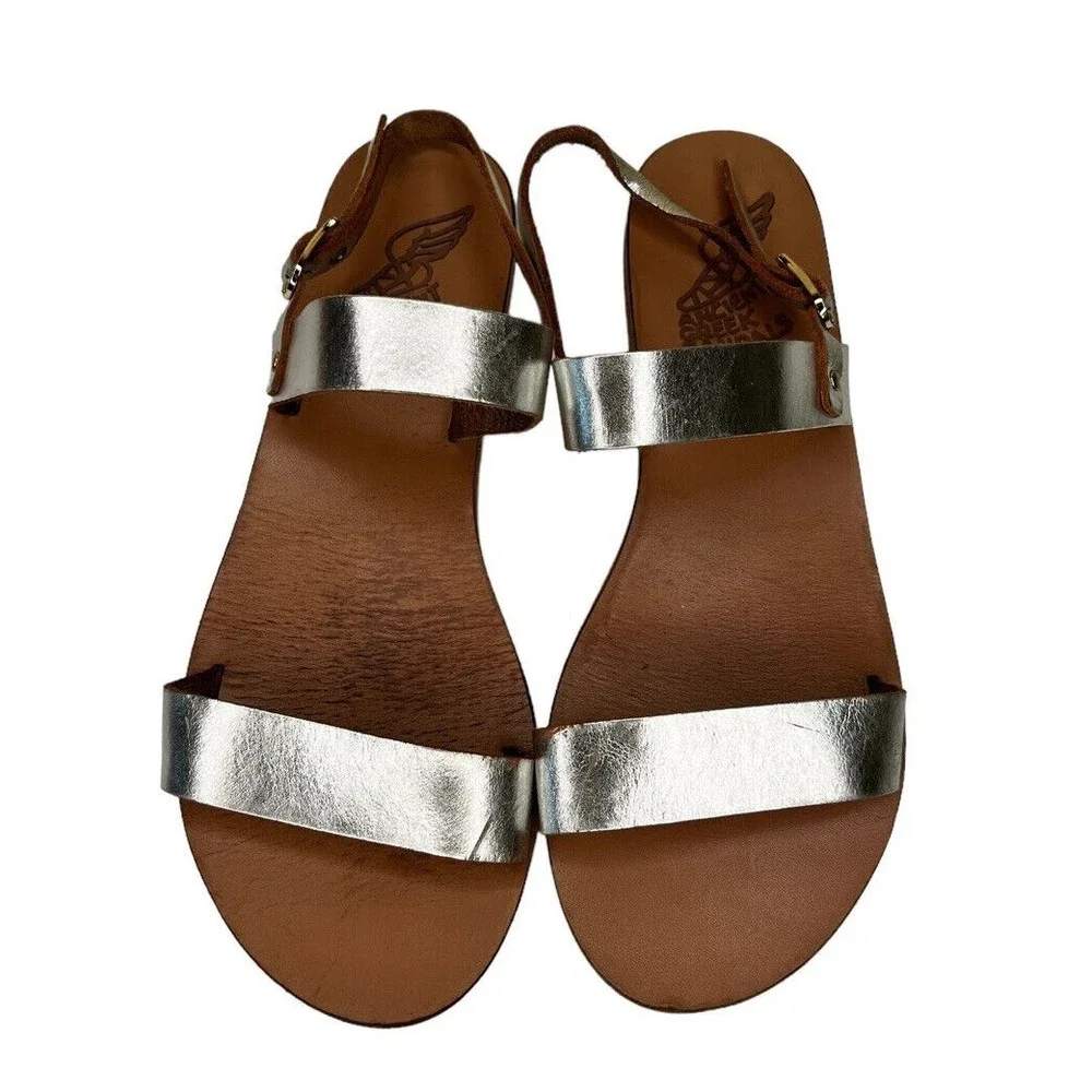 ANCIENT GREEK SANDALS CLIO SLINGBACK‎ SILVER Women's Size 39 (8.5-9)